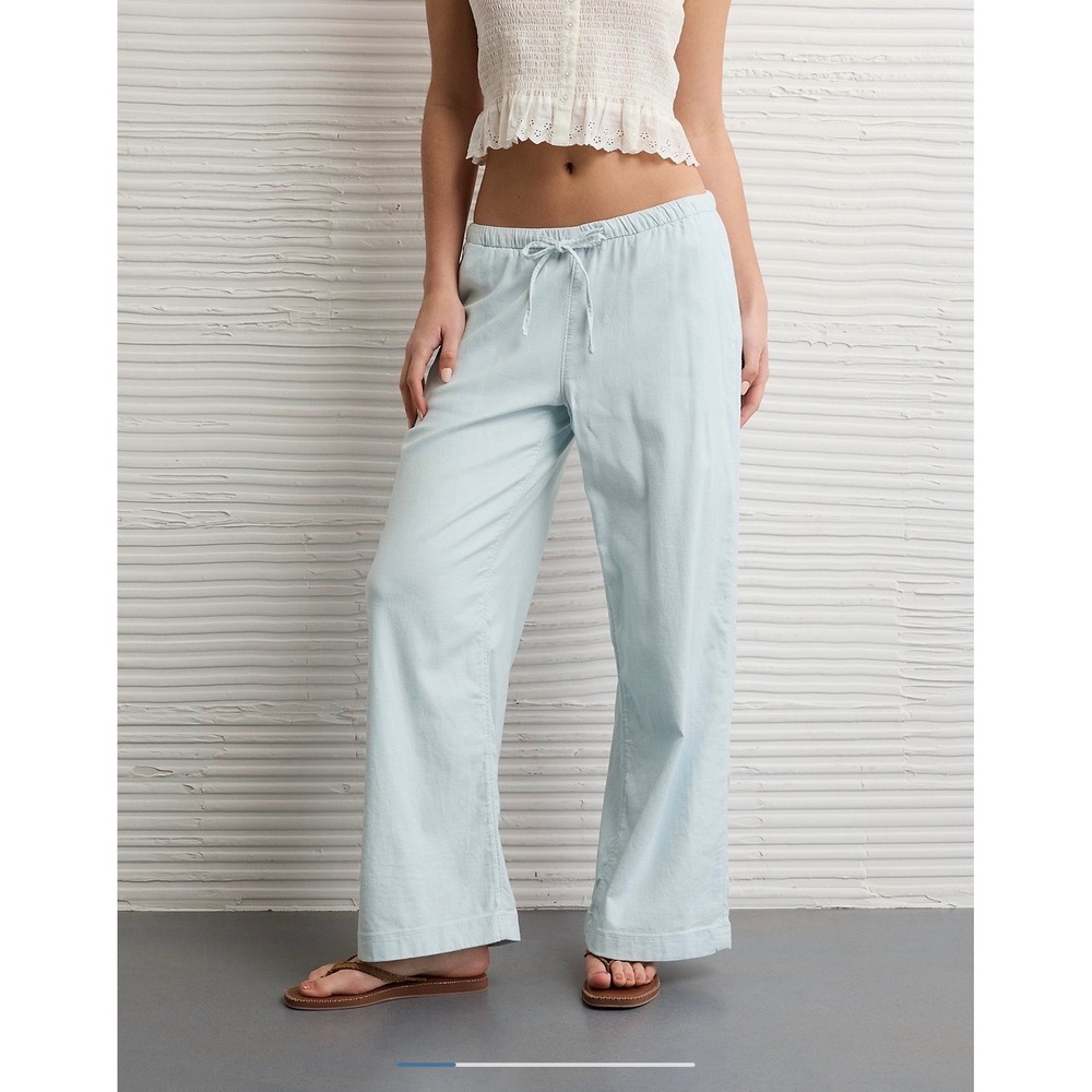 American Eagle Low-Rise Linen-Blend Pull on Pants Size XS NWT
